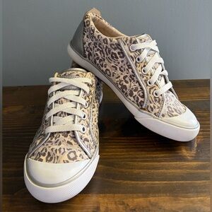 Coach Barrett Signature Silver Grey Leopard Ocelot Print Women's Sneakers 6.5